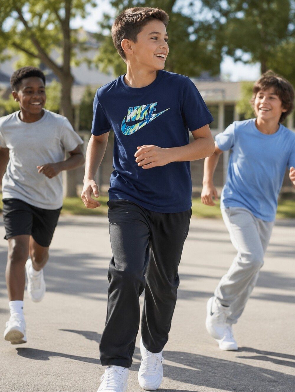 Nike Short Sleeve Crewneck Graphic Tee in Blue Athletic Sporty Casual Boys' XL